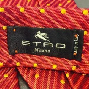 ETRO Mens Designer red silk fashion tie Necktie